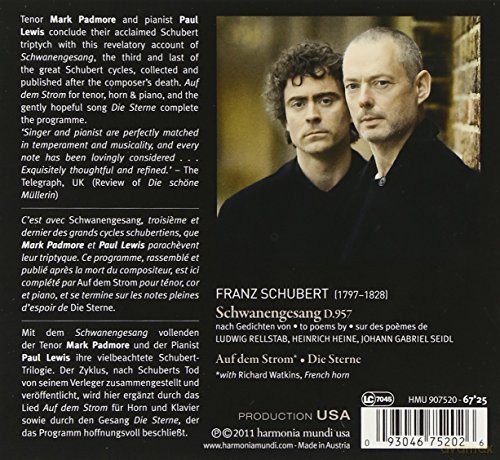 Schubert: Schwanengesang Padmore Lewis (digipack) [CD]