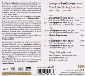 Beethoven: The Late String Quartets Tokyo String Quartet (digipack) [3CD]