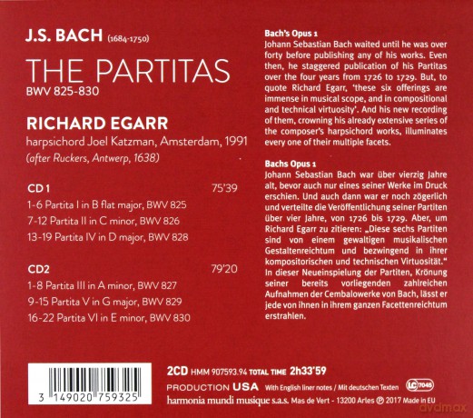 Bach: The Partitas Egarr [2CD]