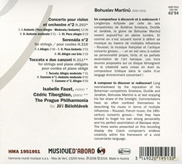 Martinu: Violin Concerto No 2 Faust Tiberghien Belohlavek (digipack) [CD]