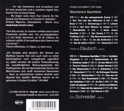Schubert: Wanderers Nachtlied Goerne (digipack) [2CD]