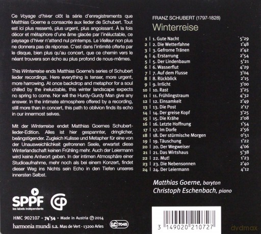 Schubert: Winterreise Goerne (digipack) [CD]