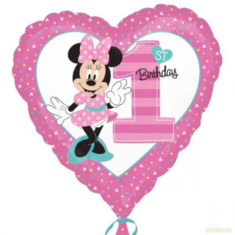 Balon foliowy standard - Minnie 1 urodziny