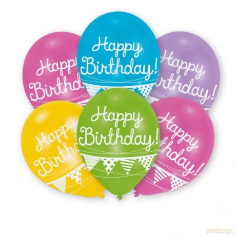 Balony lateksowe Urodziny 27,5 cm, 6 sztuk