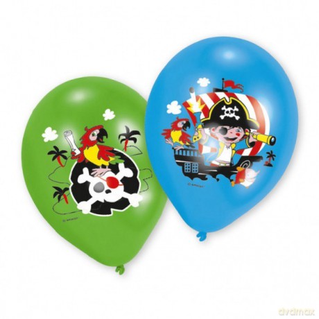 Balony z nadrukiem kolorowym Pirat, 6 sztuk