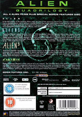 Alien Quadrilogy (Obcy - 8. pasażer Nostromo / Obcy - decydujące starcie / Obcy 3 / Obcy: Przebudzenie) [5DVD]