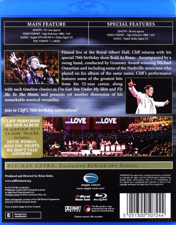 Cliff Richard: Bold As Brass. Live At The Royal Albert Hall [Blu-Ray]