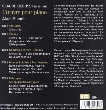 Debussy: Loeuvre Pour Piano Planes [5CD]