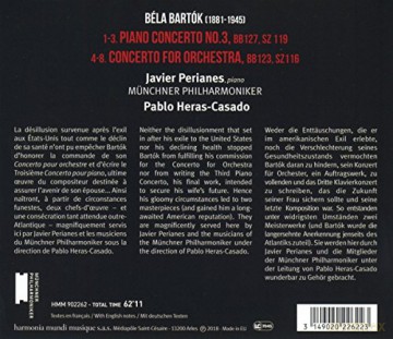 Bartok: Concerto For Orchestra Piano Concerto No 3 Perianes Heras-Casado [CD]