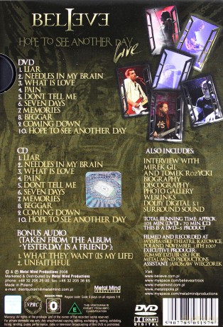 Believe: Hope To See Another Day Live Ltd (digipack) [CD]+[DVD]
