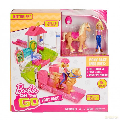 Barbie On The Go Wyścig kucyków zestaw + Lalka