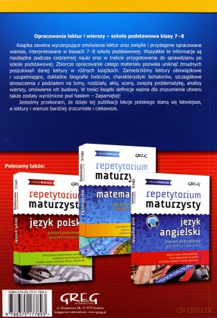 Opracowania Szkoła podstawowa 7-8 lektur i wierszy [KSIĄŻKA]