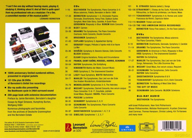 Leonard Bernstein: Complete Recordings On Dg [BOX] [Blu-Ray]+[36DVD]+[121CD]