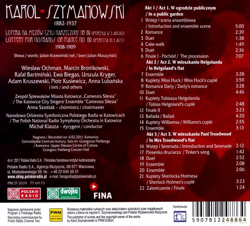 Karol Szymanowski. Loteria na mężów czyli narzeczony nr 69. Operetka w 3 aktach [CD]