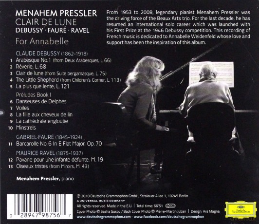 Menahem Pressler: Clair De Lune [CD]