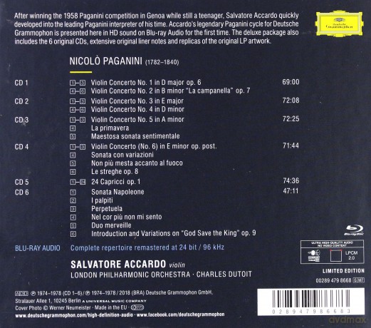 Salvatore Accardo: Paganini Complete Recordigns [6CD]+[Blu-Ray]