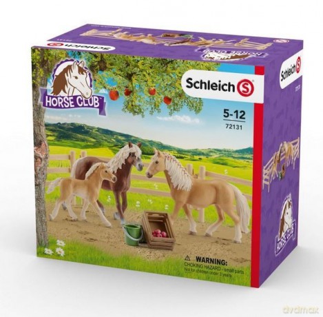 Rodzina rasy Haflinger w zagrodzie [FIGURKA]