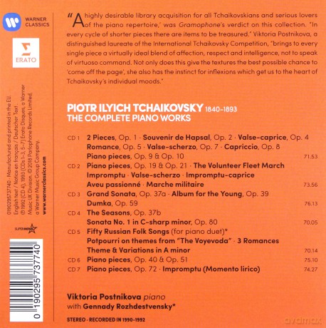 Viktoria Postnikova: Tchaikovsky: The Complete Piano Works [7CD]