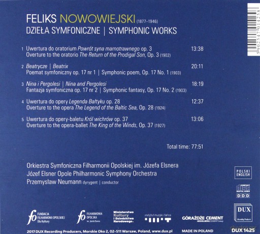 Feliks Nowowiejski Dzieła Symfoniczne [CD]