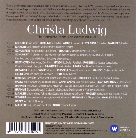 Christa Ludwig: The Complete Recitals On Warner Classics [11CD]