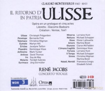 Monteverdi: Il Ritorno D In Patria Jacobs (digipack) [3CD]