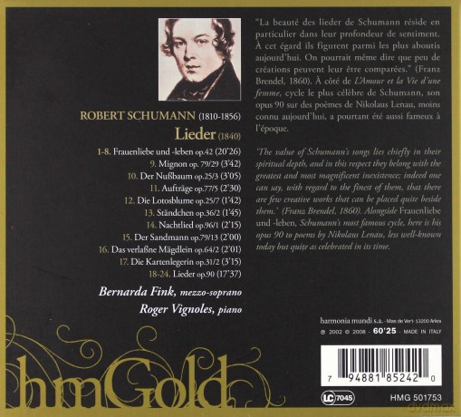 Schumann: Frauenliebe Und Leben Fink Vignoles [CD]