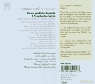 Schutz: Kleine Geistliche Konzerte Jacobs [CD]