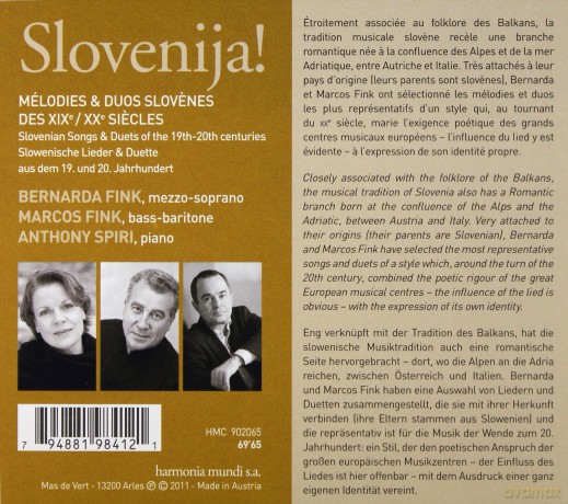 Bernarda Fink Marcos Fink Anthony Spiri: Slovenija [CD]