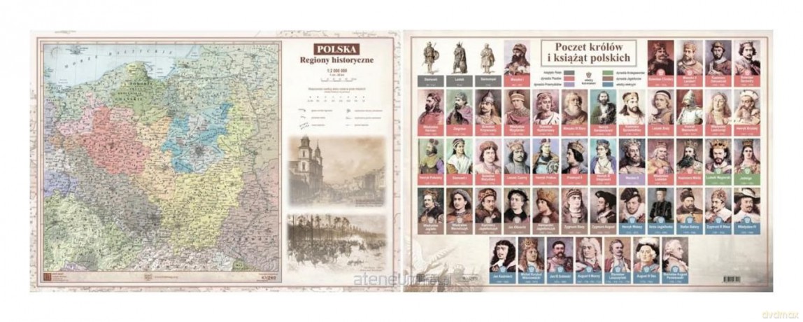 Mapa Polski A2 Laminowana Regiony Historyczne [KSIĄŻKA]