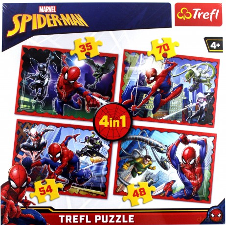 TREFL 4w1 W sieci Spider-mana (34293) [PUZZLE]