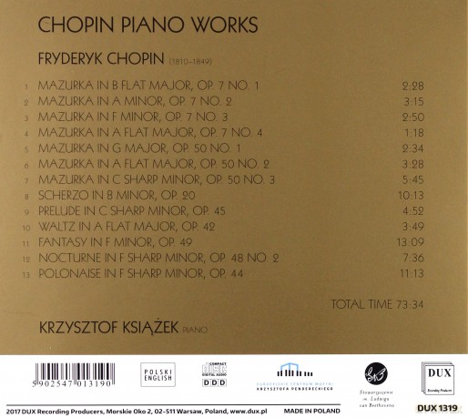 Krzysztof Książek: Chopin Piano Works [CD]