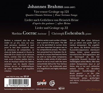 Brahms: Vier Ernste Gesange [CD]