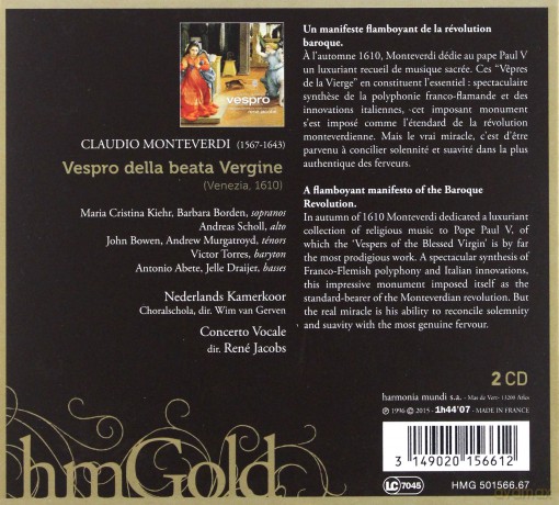 Monteverdi: Vespro Jacobs (digipack) [2CD]