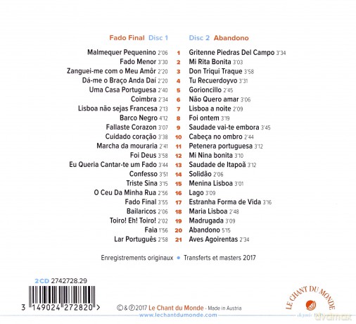 Amalia Rodrigues: Fado Final Alandono (digipack) [2CD]