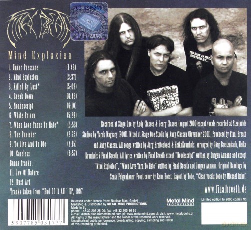 Final Breath: Mind Explosion (Remastered + Bonus Tracks) (digipack) [CD]