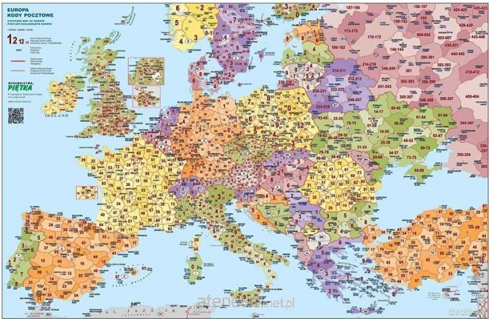 Europa mapa kodów pocztowych. Podkladka na biurko [KSIĄŻKA]