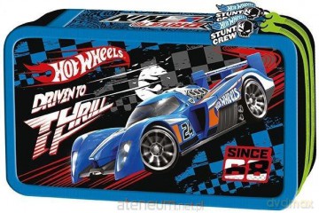Piórnik podwójny z wyposażeniem Hot Wheels