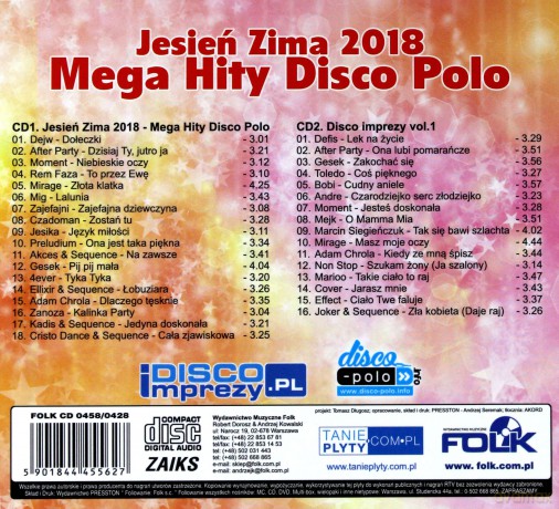 Jesień Zima 2018 - Mega Hity Disco Polo [CD]