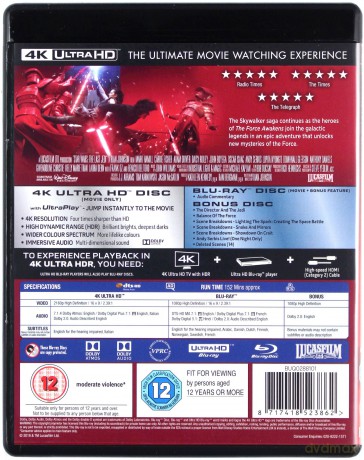 Star Wars: The Last Jedi [Blu-Ray 4K]+[Blu-Ray]