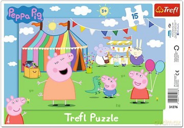 TREFL 15 el. Ramkowe, Świnka Peppa w wesołym miasteczku [PUZZLE]