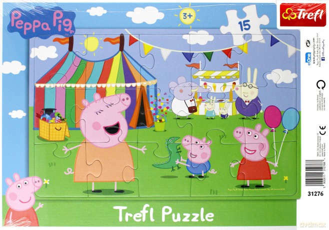 TREFL 15 el. Ramkowe, Świnka Peppa w wesołym miasteczku [PUZZLE]