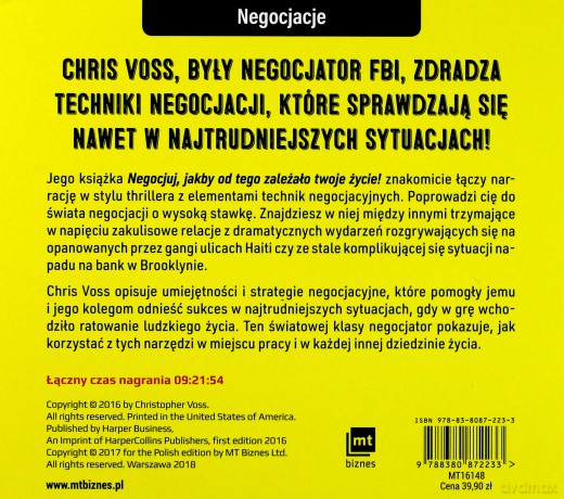 Negocjuj jakby od tego zależało twoje życie! Nigdy nie idź na kompromis - Chris Voss [AUDIOBOOK]