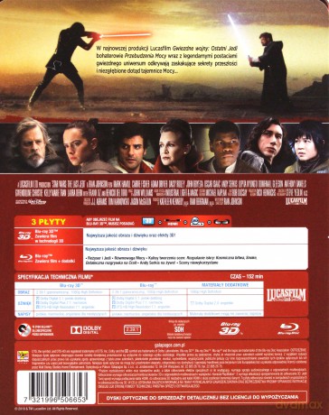 Gwiezdne Wojny: Epizod VIII Ostatni Jedi (steelbook) [Blu-Ray 3D]+[2xBlu-Ray]