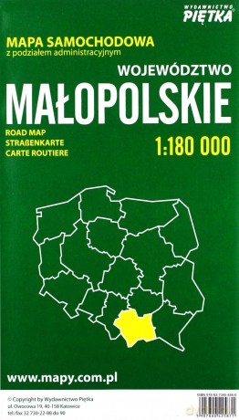 Województwo Małopolskie 1:180 000 mapa samochodowa