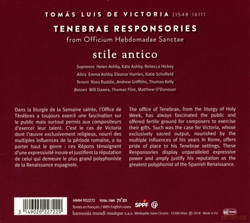 Stile Antico: Tenebrae Responsories De Victoria (digipack) [CD]