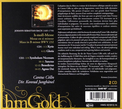 Bach: H Moll Messe Collin Junghanel (digipack) [2CD]