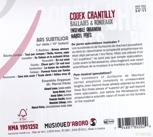 Codex Chantilly: Ensemble Organum Peres (digipack) [CD]