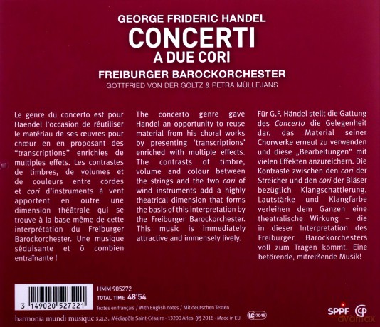 Handel: Concerti A Due Cori Freiburger Barockorchester [CD]