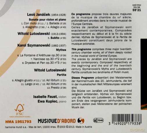 Janacek Lutosławski Szymanowski: Faust Kupiec  [CD]
