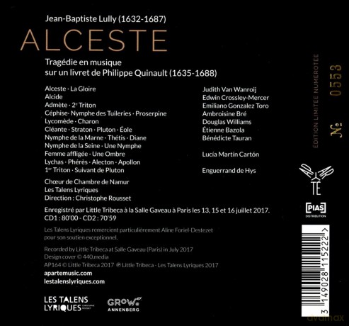 Lully: Alceste Les Talens Lyriques Rousset (digibook) [2CD]